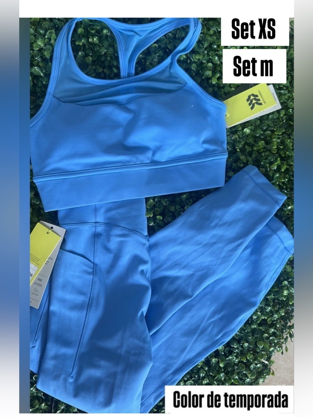 all in motion Bright Blue Seamless Leggings & Sports Bra Set size m